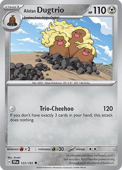 Alolan Dugtrio - 123/191 - SV08: Surging Sparks - 123/191-Reverse Holofoil