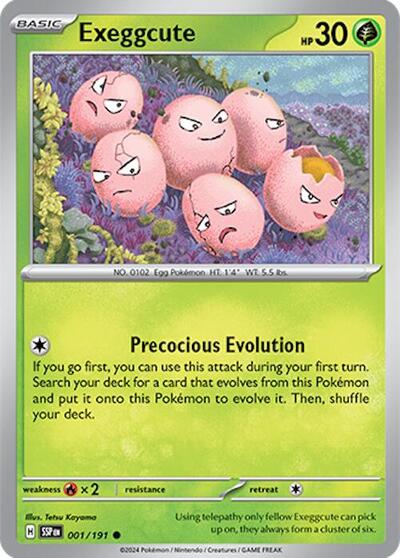 Exeggcute - 001/191 - SV08: Surging Sparks - 001/191-Reverse Holofoil