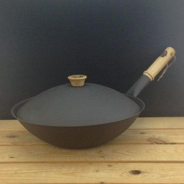 13" (33cm) Spun Iron Wok with Lid