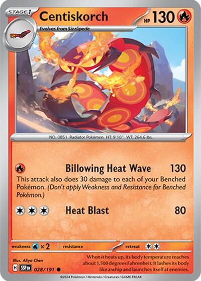 Centiskorch - SV08: Surging Sparks - 028/191-Reverse Holofoil