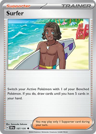 Surfer - 187/191 - SV08: Surging Sparks - 187/191-Reverse Holofoil