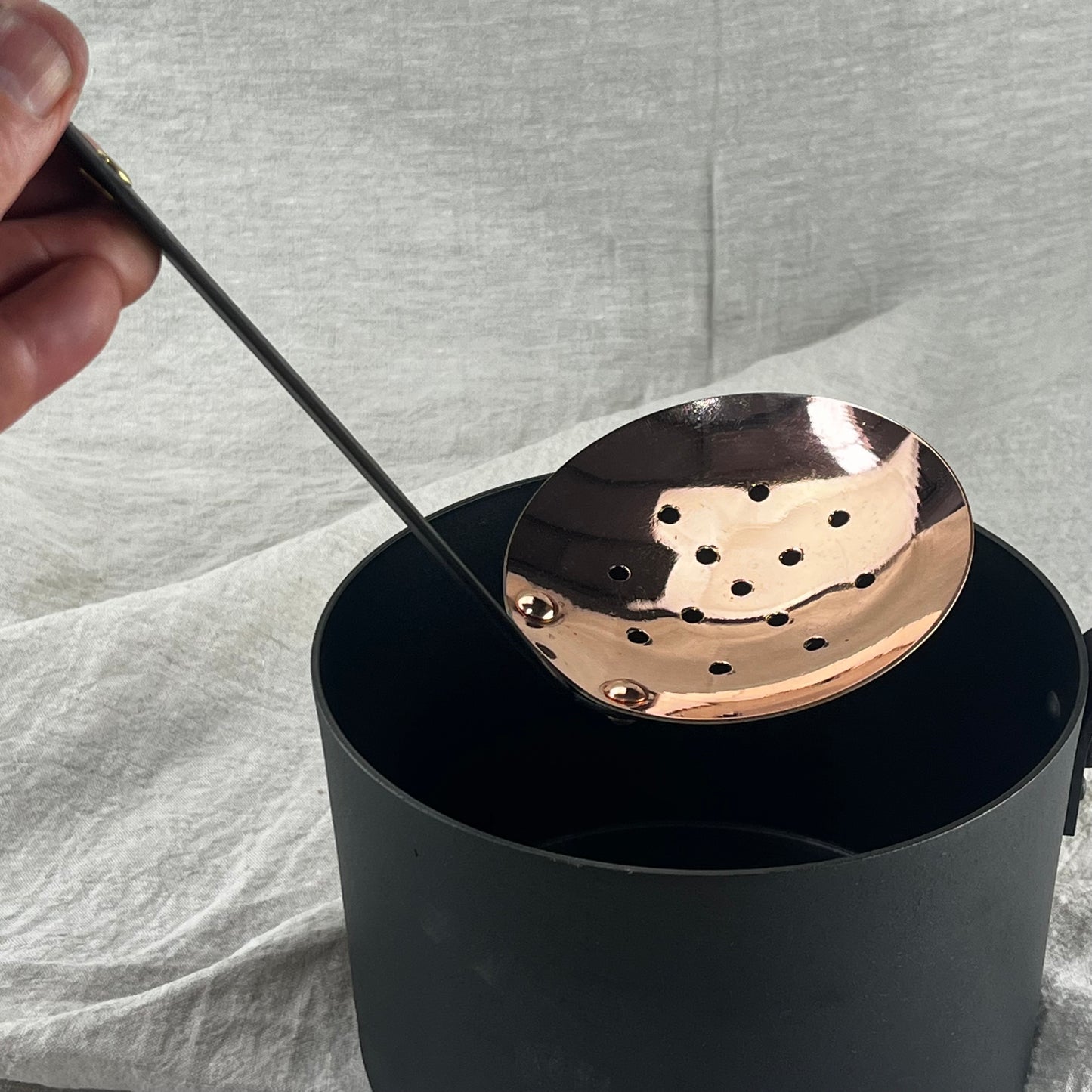 Four Copper Utensils and Hanging Rail in Presentation box