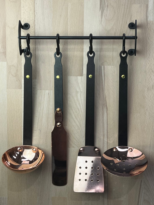 Four Copper Utensils and Hanging Rail in Presentation box