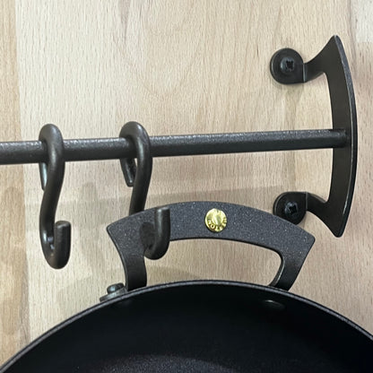 Black Iron Pan and Utensil Rail